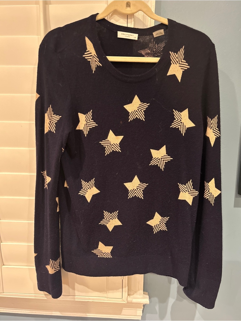 Equipment Navy Sweater with Cream Star Print